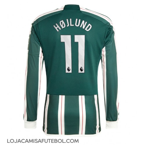 Camisa de Futebol Manchester United Rasmus Hojlund #11 Equipamento Secundário 2023-24 Manga Comprida